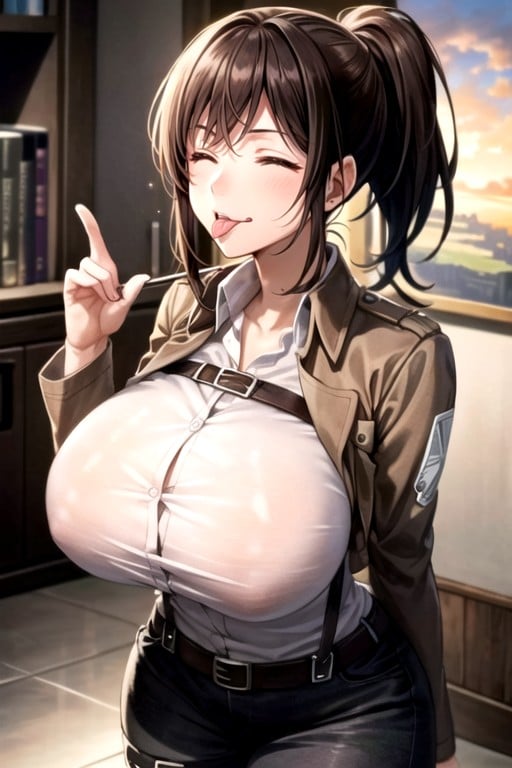 18+, Tongue Out, Sasha Braus (attack On Titan) Pornografia peluda com IA