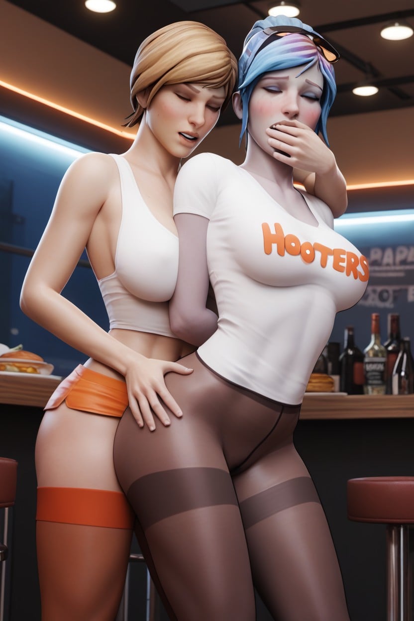 Clenched Teeth, Sweaty, Lesbian Strap On Hentai AI Porn