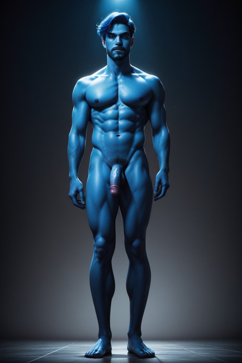 Blue Hair, Standing, London AI Gay Porn