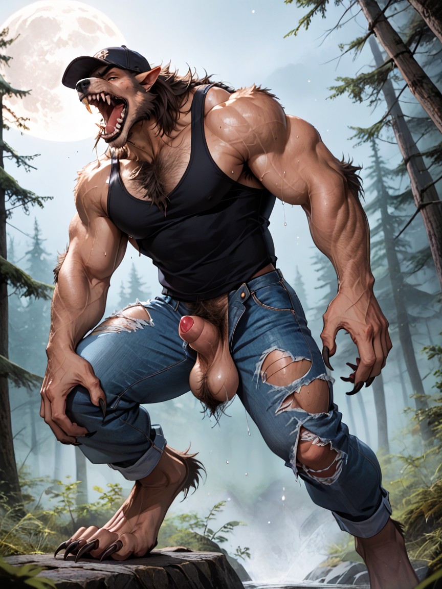 Average Sized Furry Sheath Penis, Sweaty, 18+ AI Gay Porn