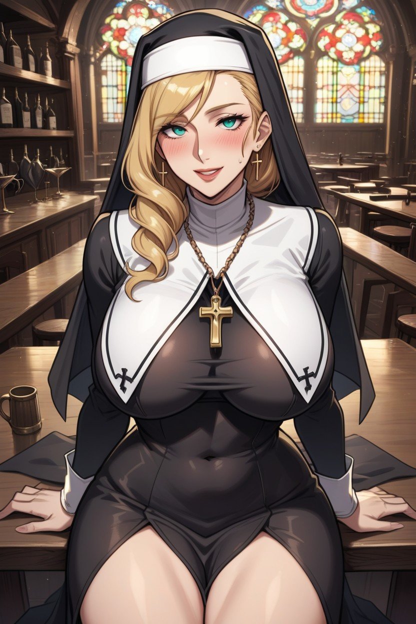 Huge Breats, Cheveux Blond, ReligieusePorno IA Hentai