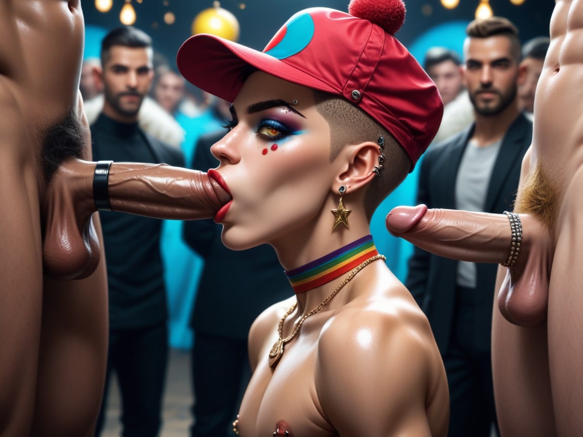 Coupe À La Mode, Boucles D'oreilles, CasquettePorno IA Gay