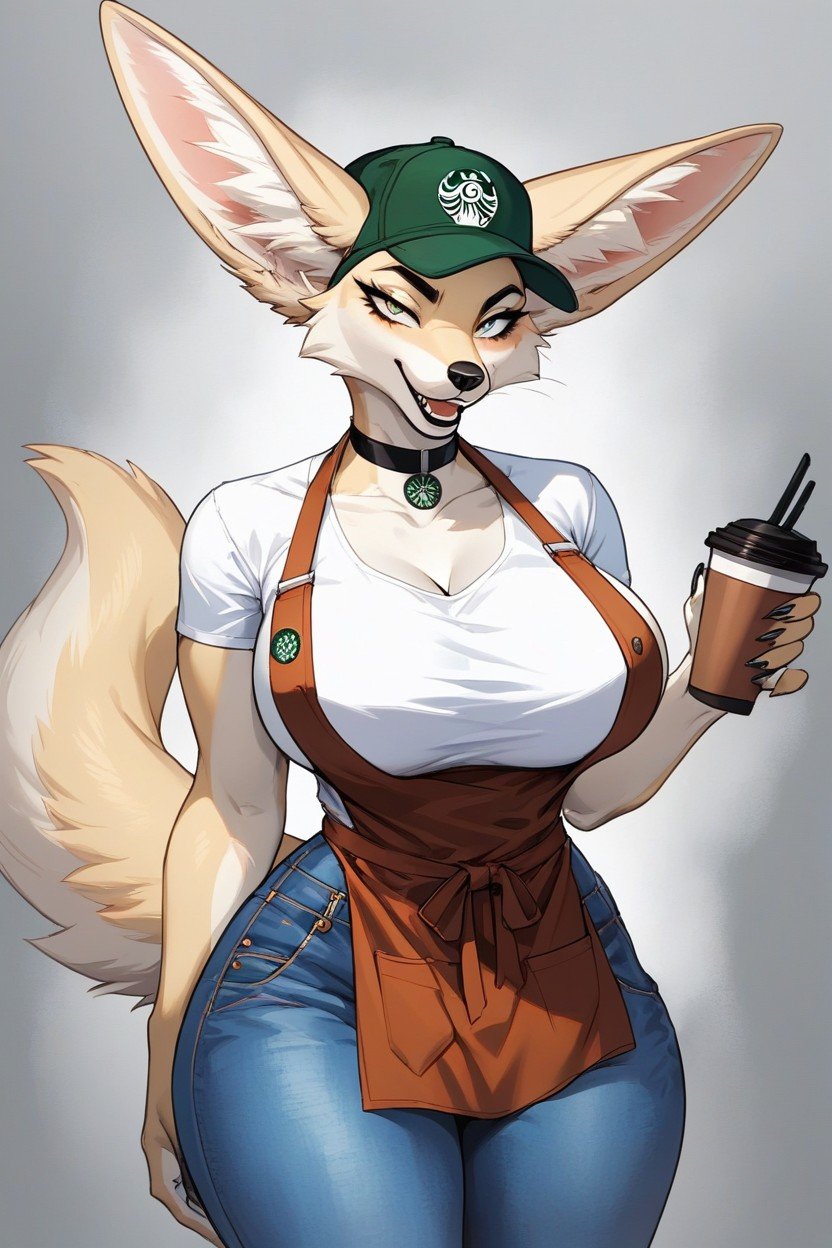 Sourire, Cul Énorme, Sexu Female FennecPorno IA Furry