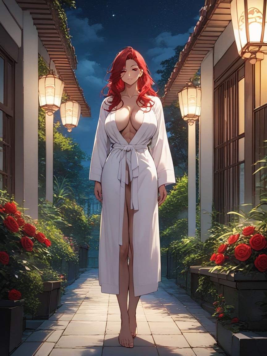 Red Hair, Tall Body, Courtyard Furry AI Porn