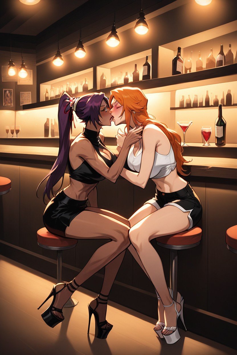 Bar, Holding Glass, Night AI Gay Porn