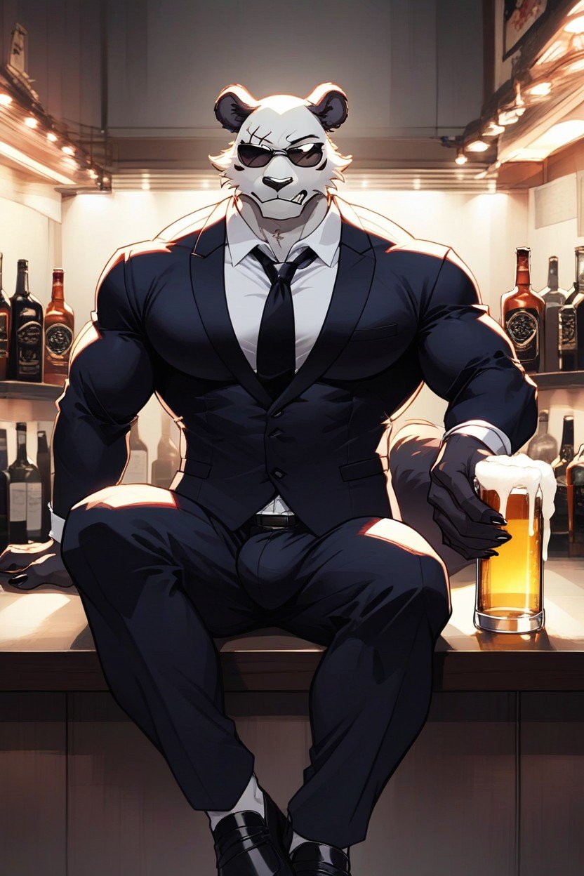 Noche, Sitting At A Bar Table, 18+Furry IA