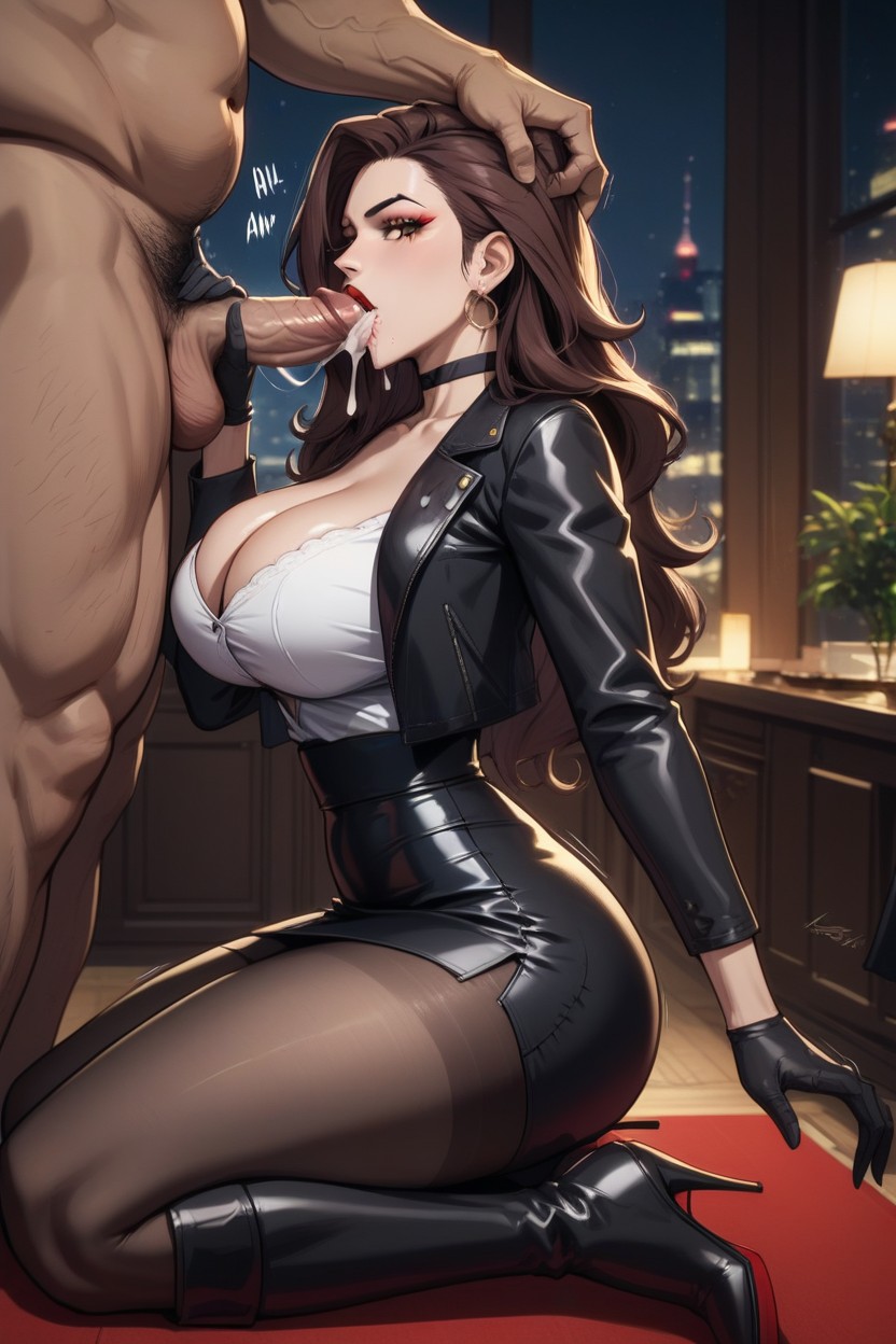 Drooling, A Hard Shadow, Side View AI Porn