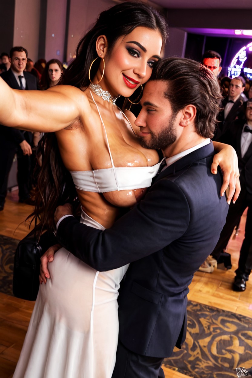 Saggy Oiled Natural Tits, Man In Suit, Carry Sex AI Porn