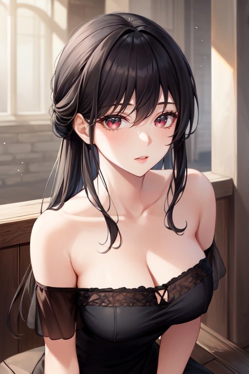 Long Black Hair, Elegant Updo Hairstyle, WomanゲイAIポルノ