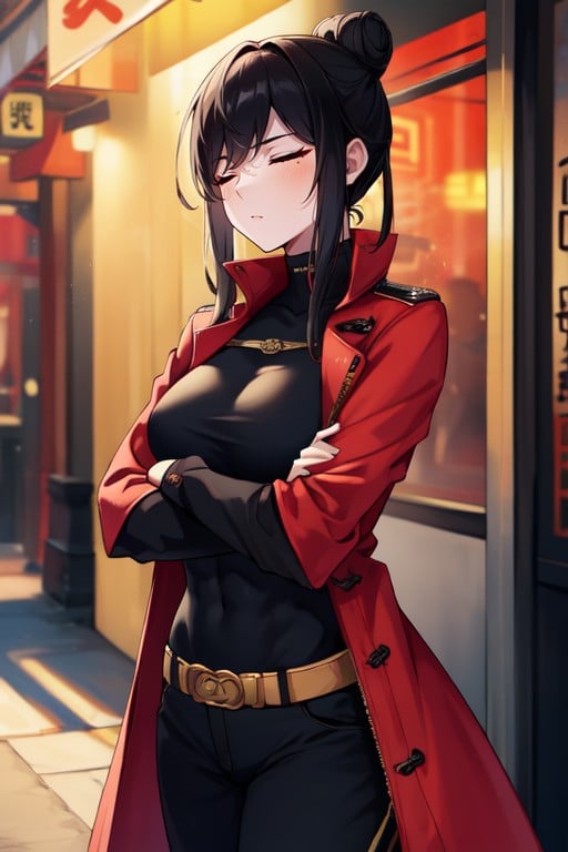 ウエストショット, Wearing A Red Trenchcoat Jacket, ジャケットゲイAIポルノ