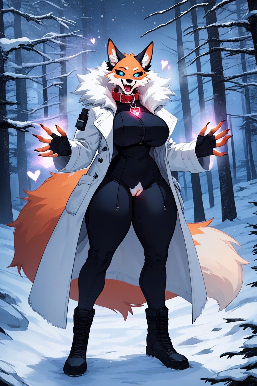 Fingerless Gloves, Night, Fox Furry AI Porn