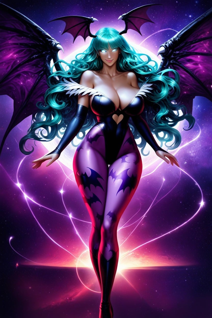 Water Made Of Black Nebula Blue Nebula And Green Nebula, Red Cosmic Thigh Highs, Looking At Viewer Hentai IA
