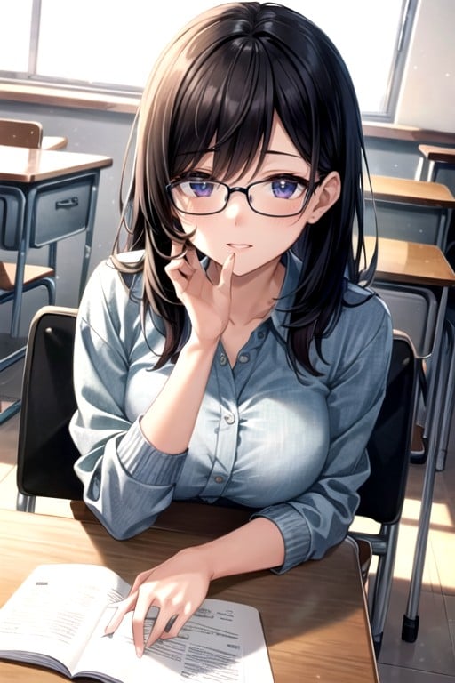 Classroom, Glasses, Black Hair퍼리 AI 포르노