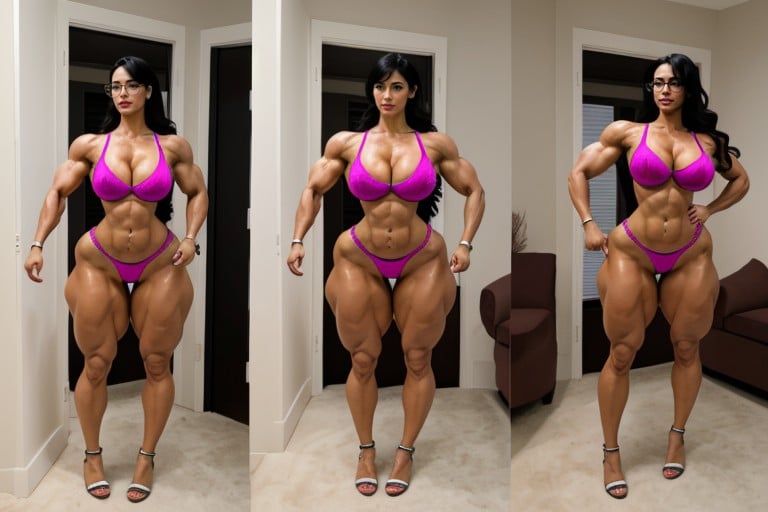 Massive Hyper Muscles, Full Body, Extremely Muscular Asian AI Porn