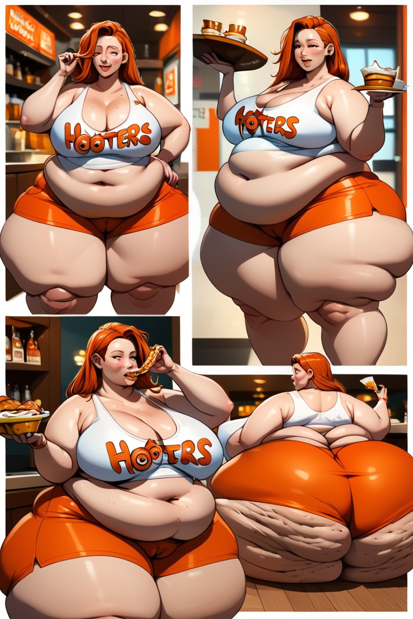 Massive Hips, Eating, Morbidly Obese Blob AI Porn