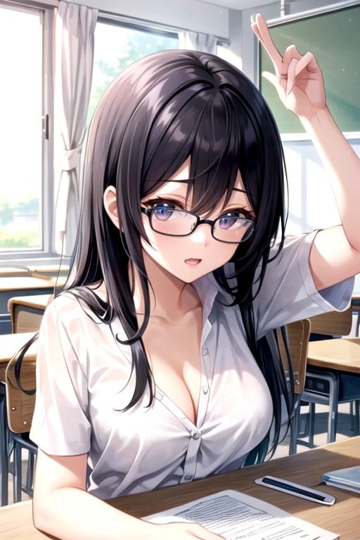 Teacher, Black Hair, GlassesAI國產黃片