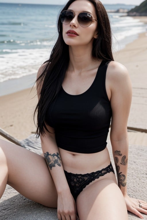 Tattooed, Goth Woman, De Abajo Hacia ArribaPorno asiático IA