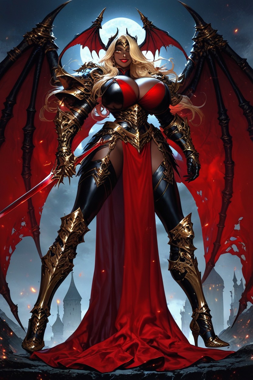 Escandinavo, Gold Pauldron, Pelo Multicolor Hentai IA