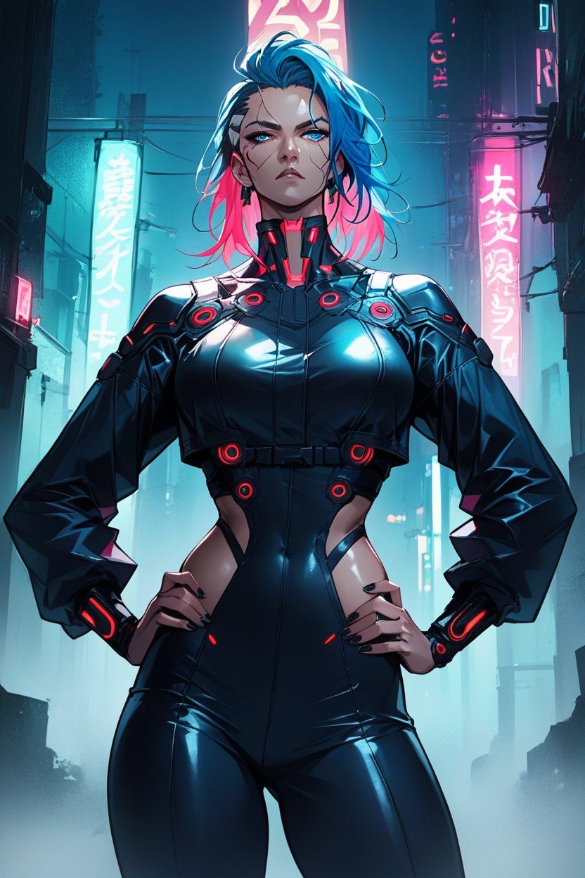 Front View, 1 Person, Cyberpunk Hacker Hentai AI Porn