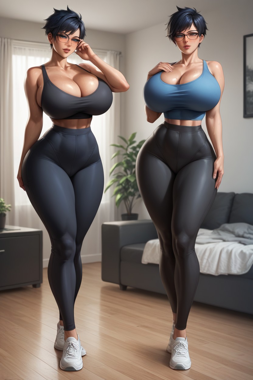 Seductive Look, Wasp Waist, Living Room AI Porn