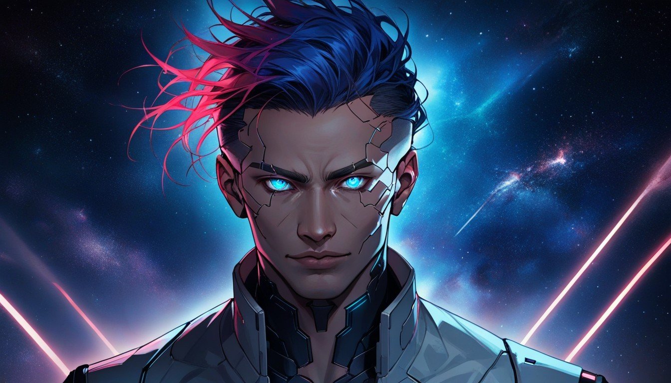 Neon, Perfect Face, Cosmic Hair Furry AI Porn