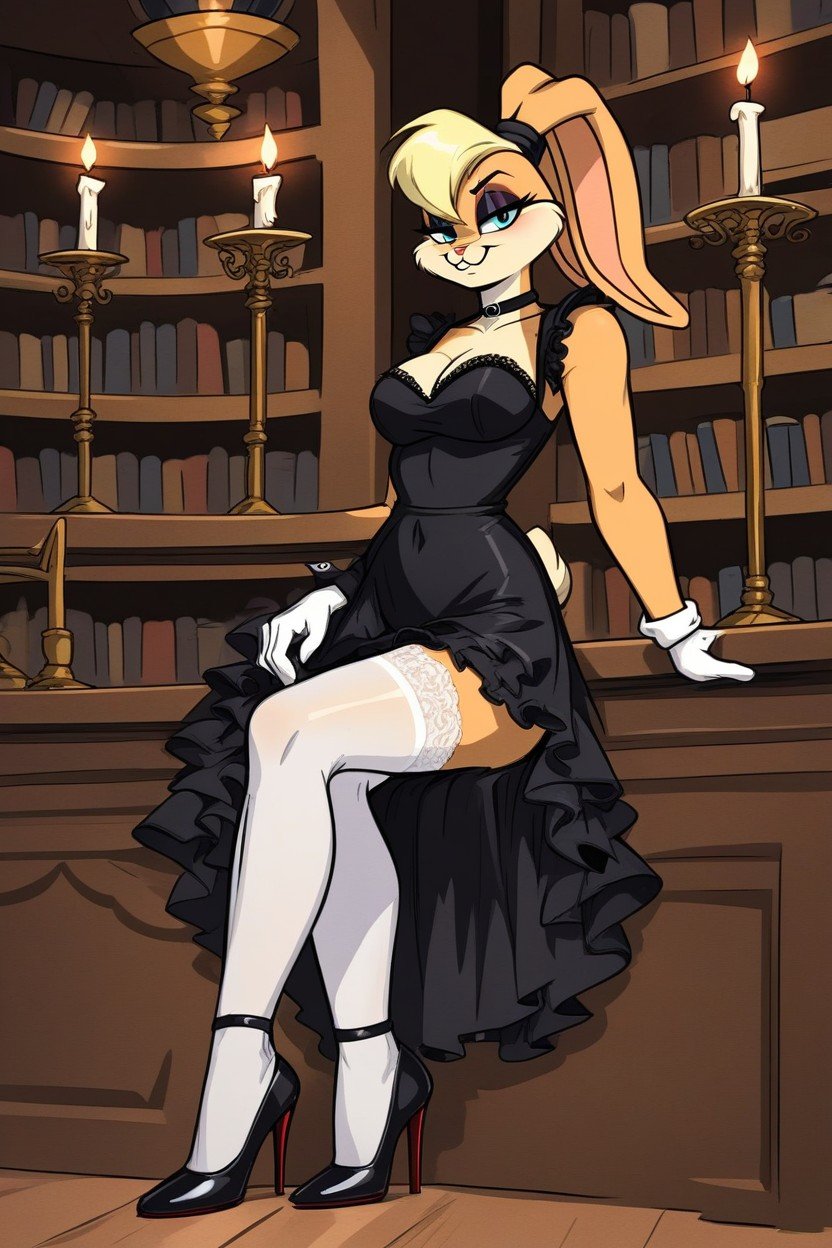 Black Dress With Frills And Lace, Lola Bunny, 18+AI兽人黄片