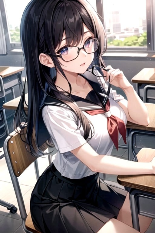 Black Hair, One Woman, Sailor Uniform게이 AI 포르노