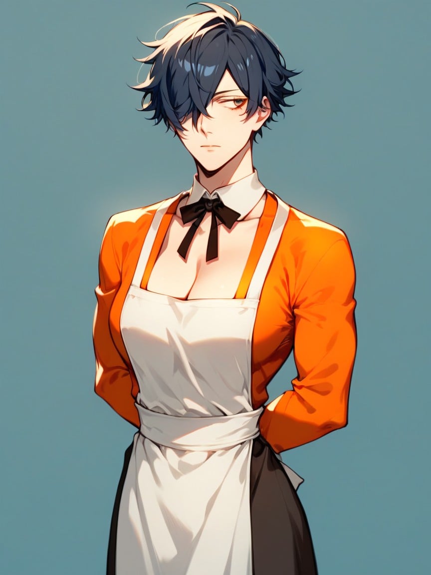 Black Waitress Apron, Low Chest, 18+헨타이 AI 포르노