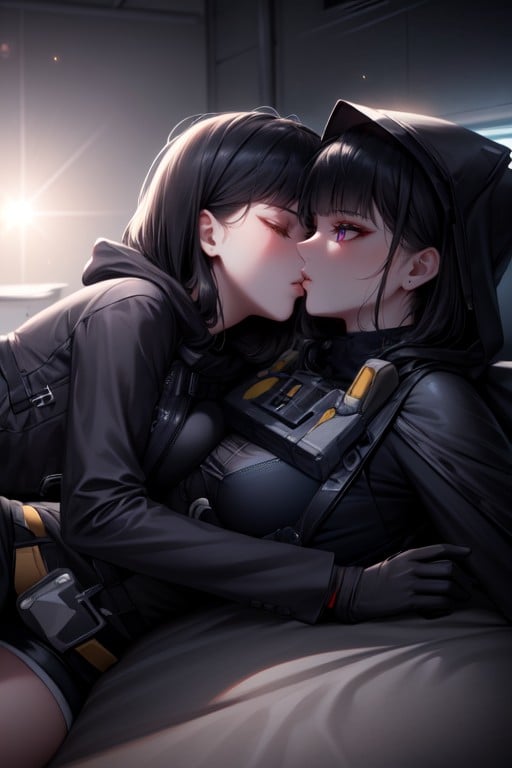 Add Detail, Girls Kissing, Laying Hentai AI Porn