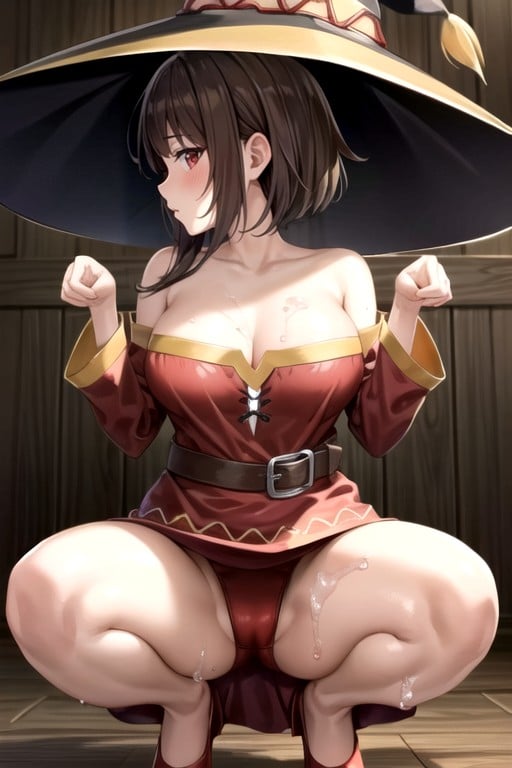 Megumin (isekai Quartet), Postura De Animal De Estimação, Bunda Grande Travesti IA Pornô