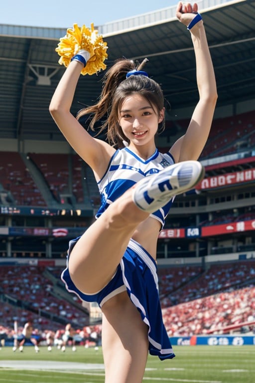 Crowd In Background, Stadium, Kicking One LegAI兽人黄片