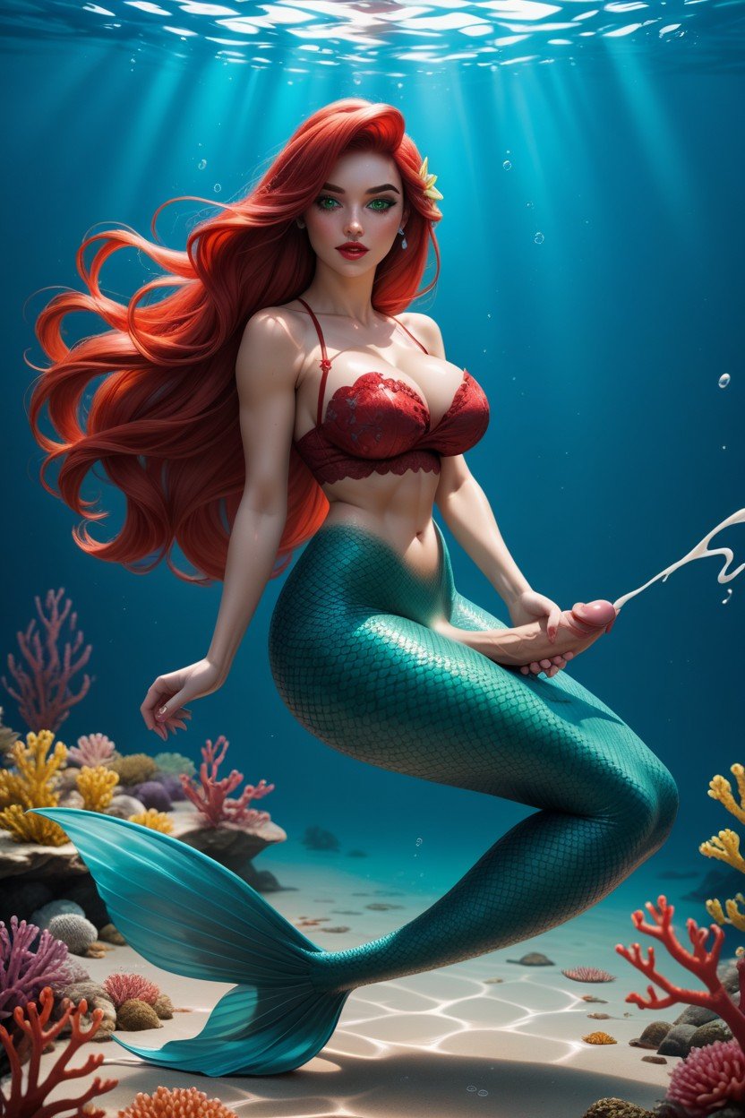 Mermaid, Rounded Breasts, Full Body Shemale AI Porn