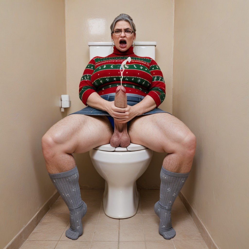 Toilet, Full Body, Cotton Underwear AI Gay Porn