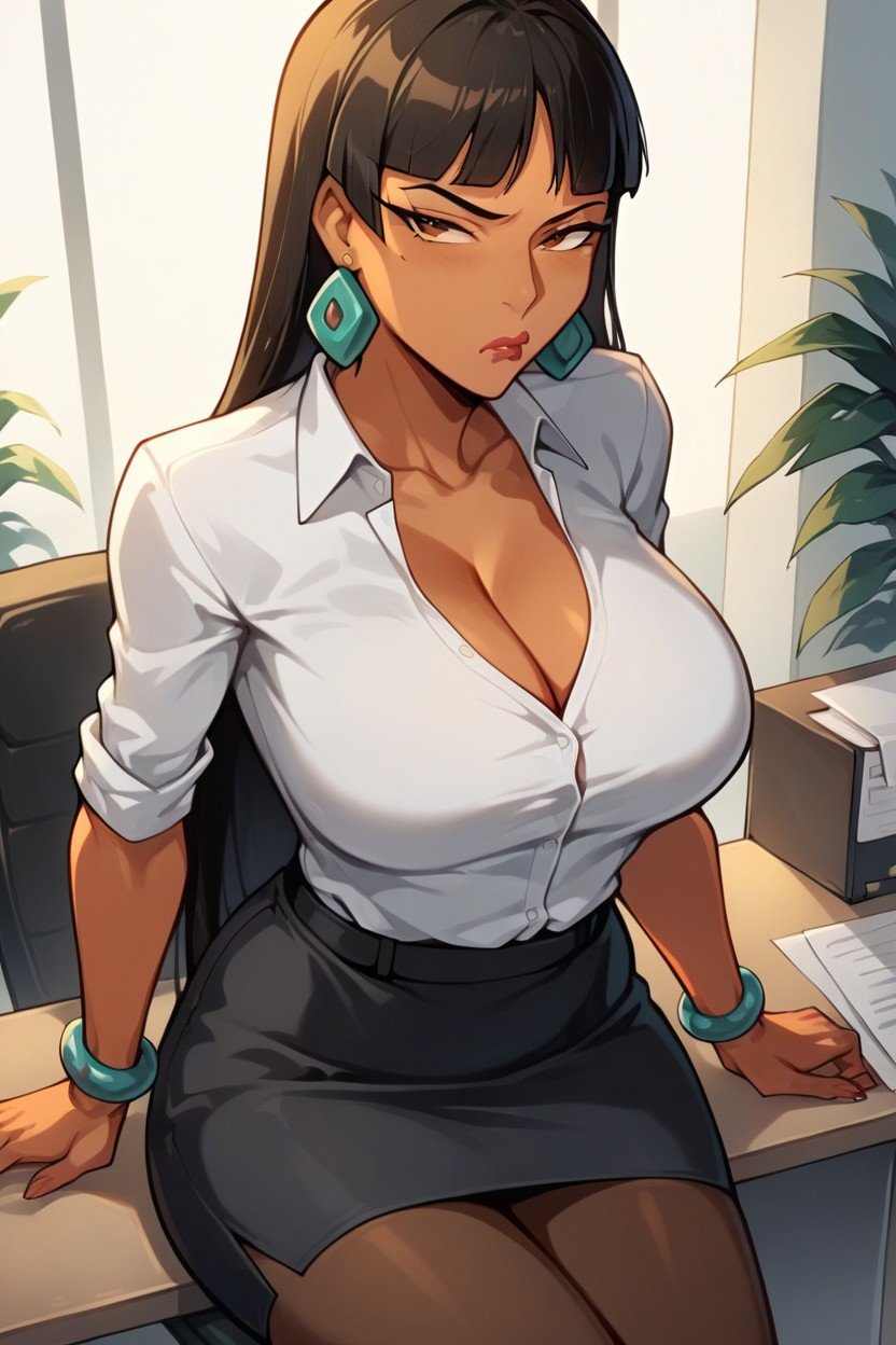 Office Suit, Peito Grande, Sexy Hentai IA pornografia