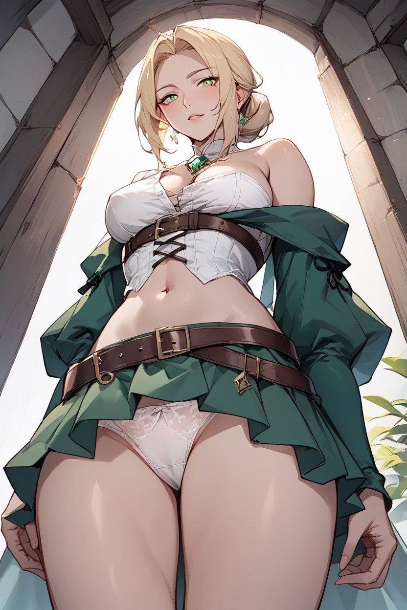 Carrying A Longbow, 18+, She Wears A White Corset Top That Is Tied In The Front Hentai AI Porn