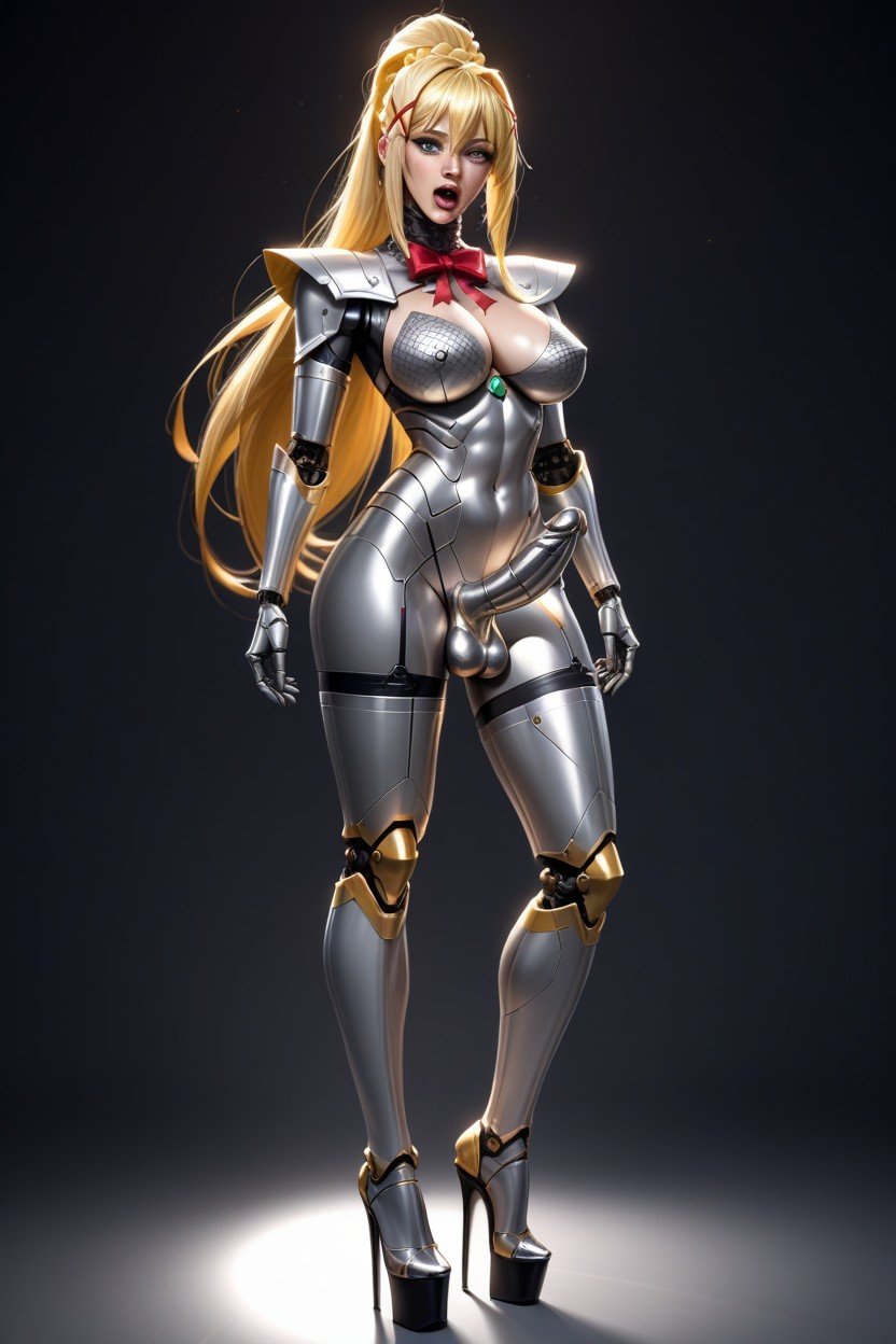 Front View, Blonde Hair, Robot Darkness From Konosuba Travesti IA Pornô