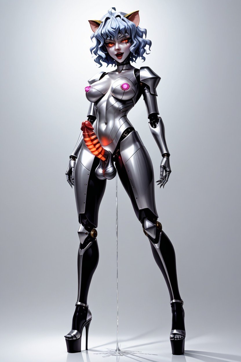 Neferpitou Robotized, Robot Neferpitou, All Of Her Body Is Shiny MetallicPorno shemale IA