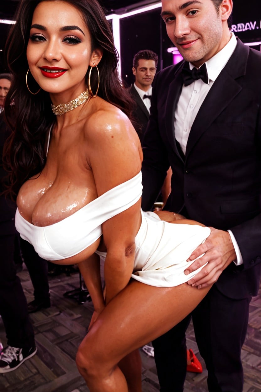 Dance Floor In Background, Natural Breast, Deep Cleavage AI Porn
