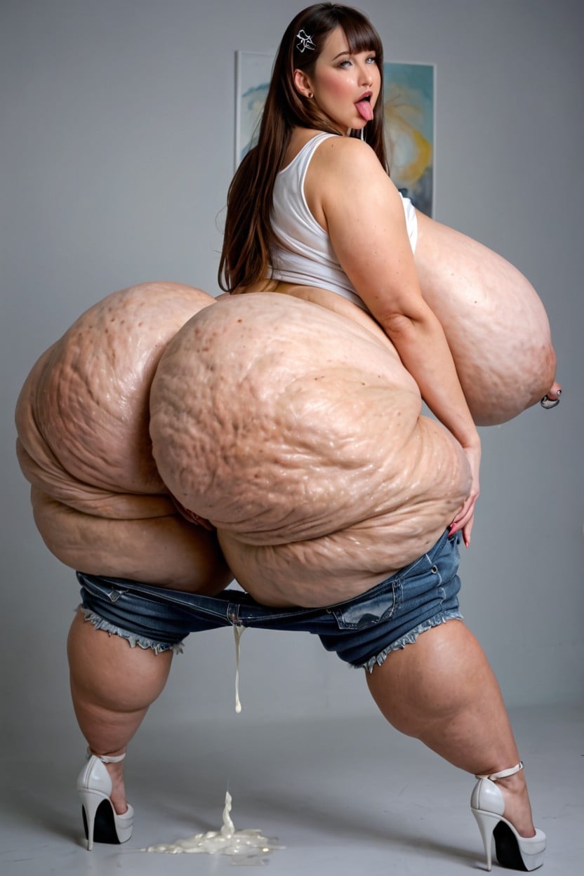 Thick Calves, Pierced Pussy Extremely Blush, Rounded Breasts BBW AI Porn