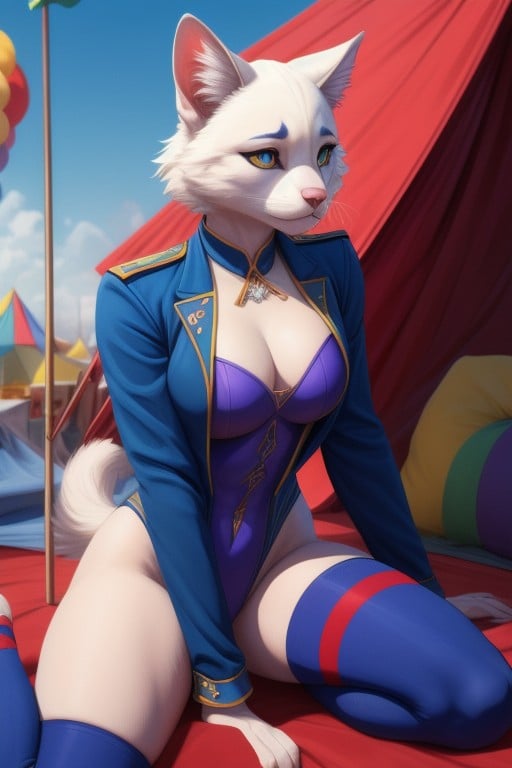 Detailed, Red And Blue Thigh Highs, 18+ Furry AI Porn