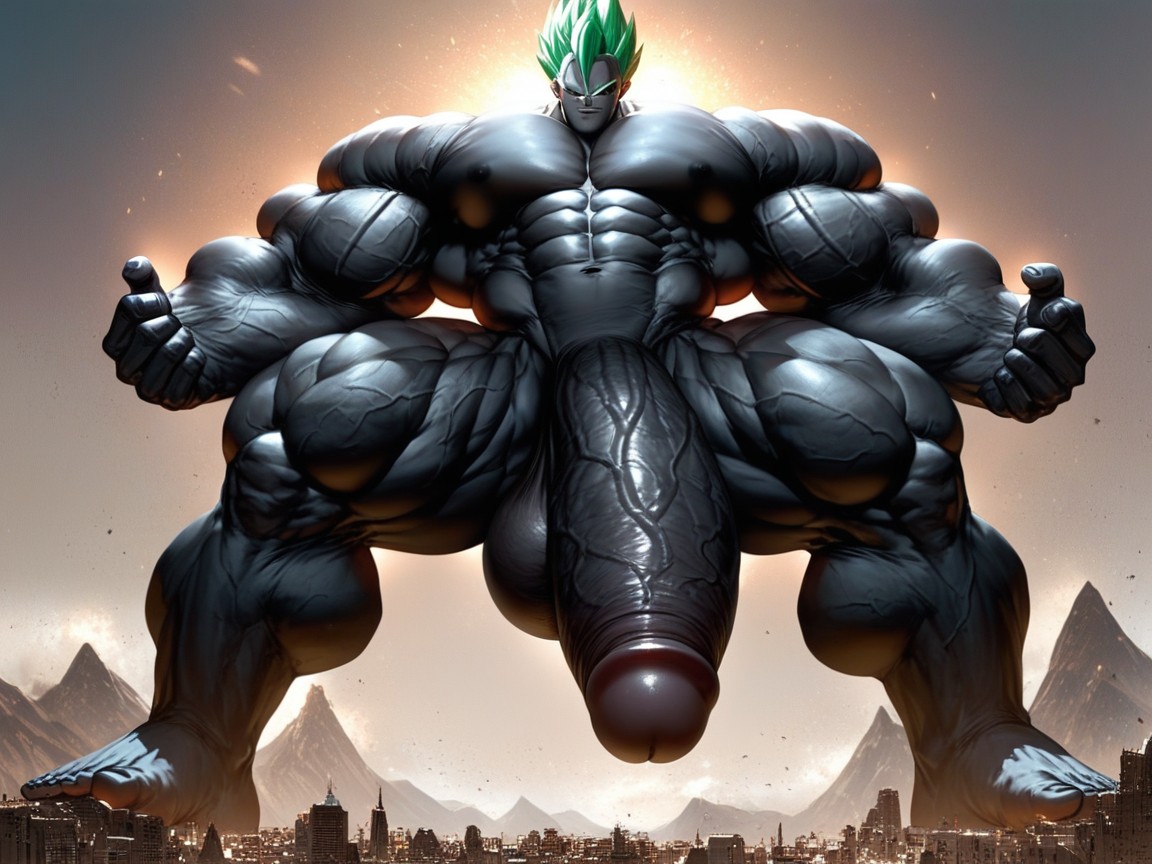 Huge Muscular Bodybuilder, Giant Man, Black Skin ИИ гей порно