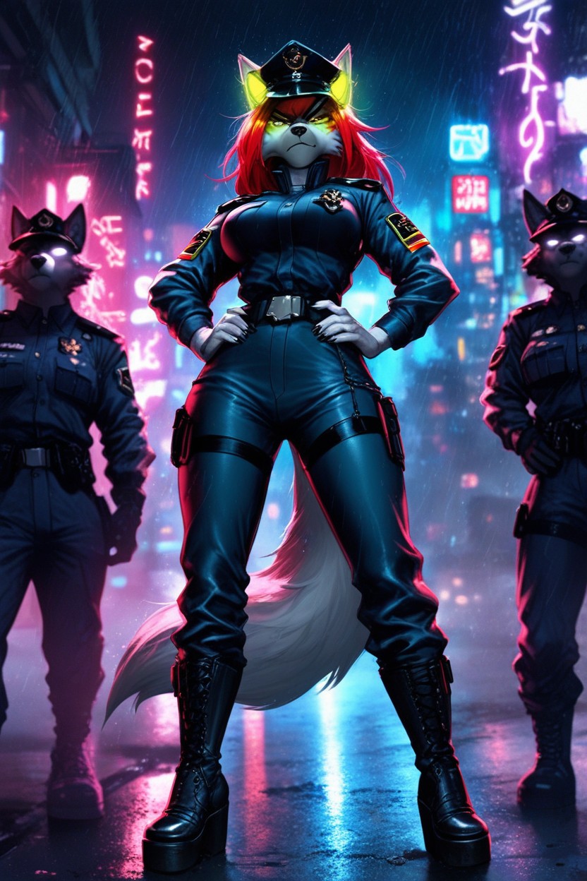 In Heat, Black And Red Hair, 1 Person Furry AI Porn