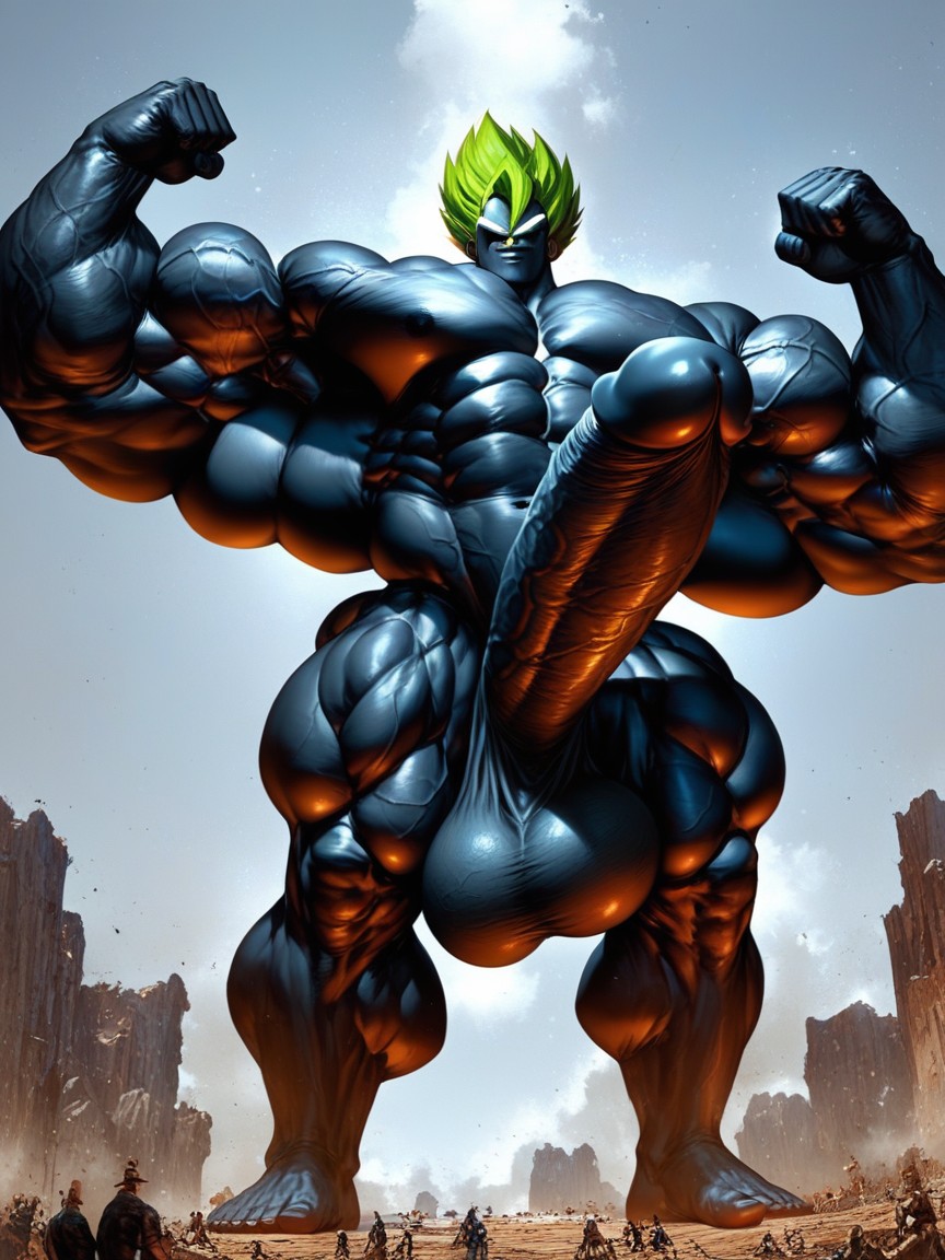Naked, Huge Muscular Bodybuilder, Green Hair AI同性戀黃片