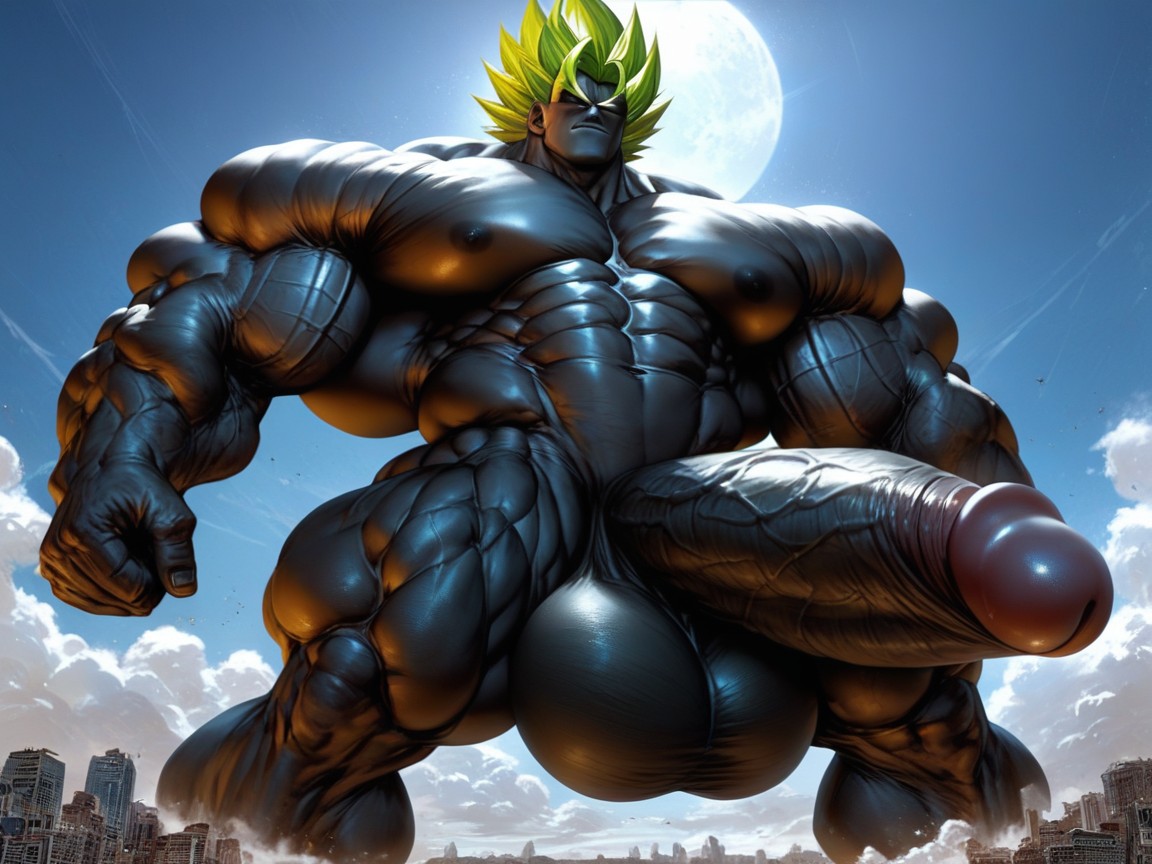 Green Hair, 特大の筋肉, Black Skin ゲイAIポルノ