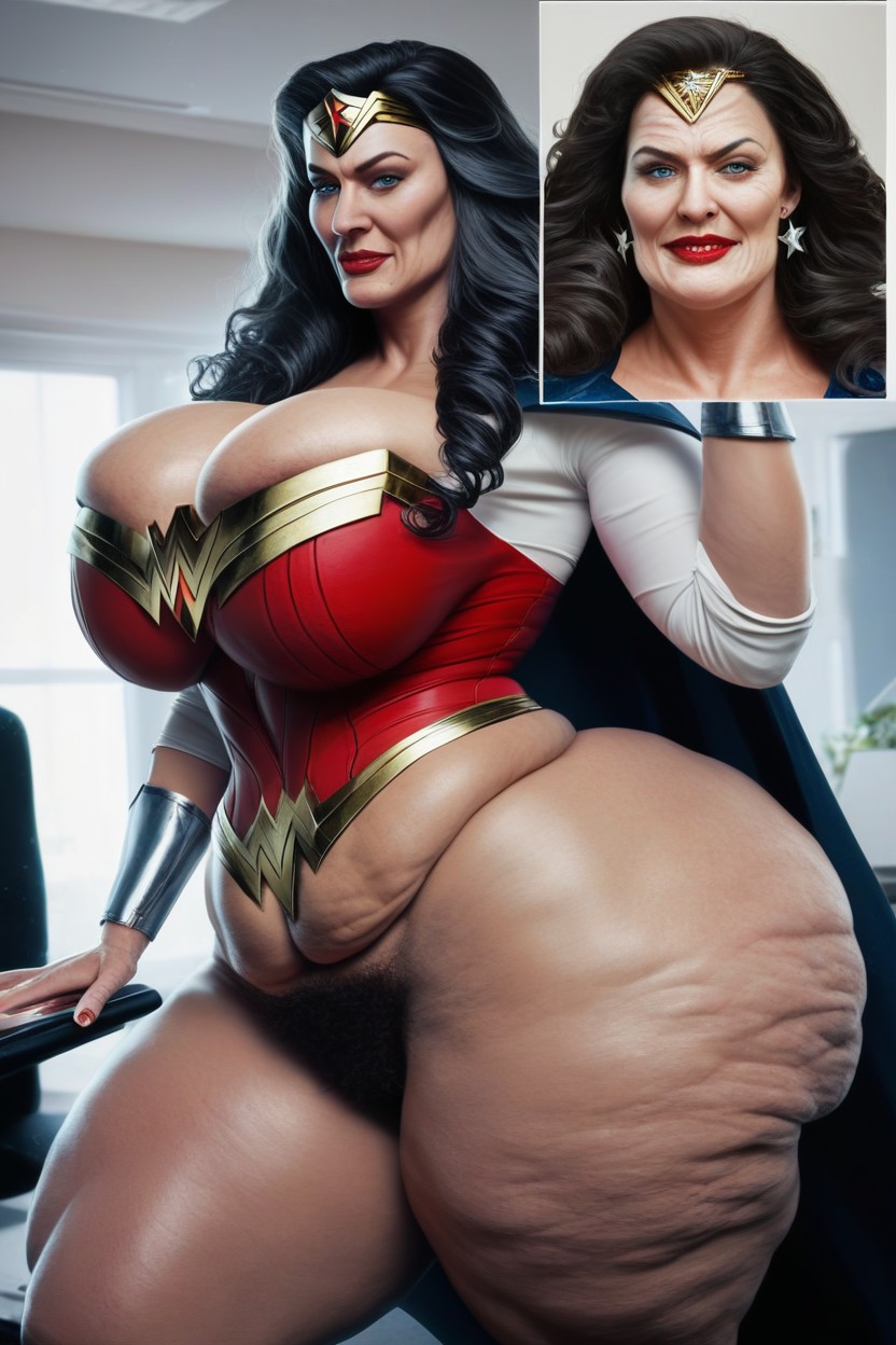 Extremely Wide Hips, Blue Eyes, 60+ AI Porn
