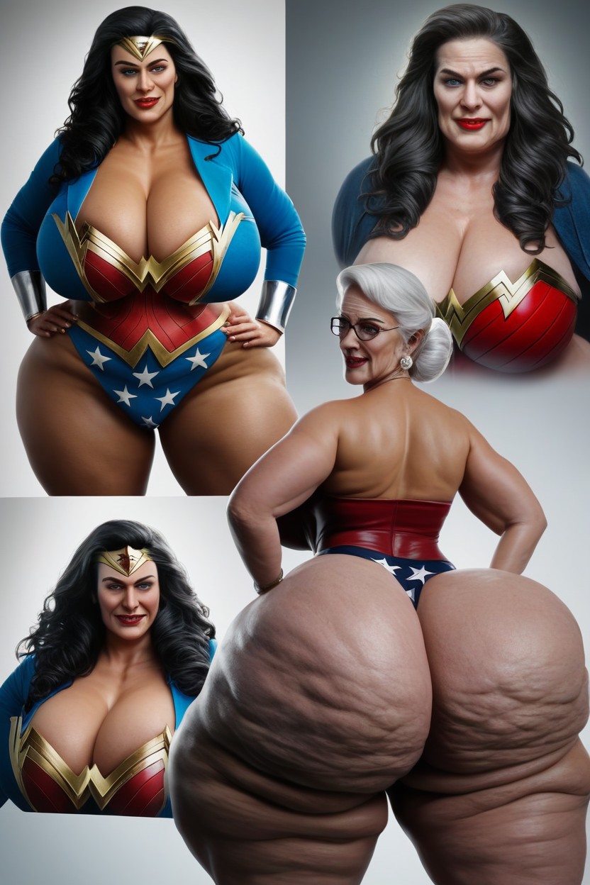 Gigantic Thighs, Extremely Large Ass, A Tall Very Dark Skin Black Oily Skin Wonder Woman Porno IA