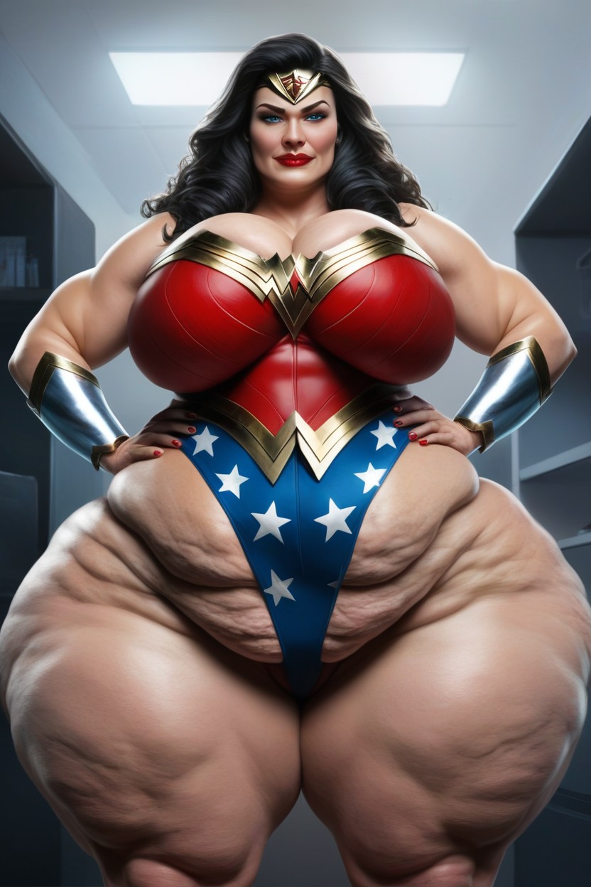 A Tall Very Skin Oily Skin Wonder Woman, Booty Cheeks Extremely Huge, Largo Porno IA