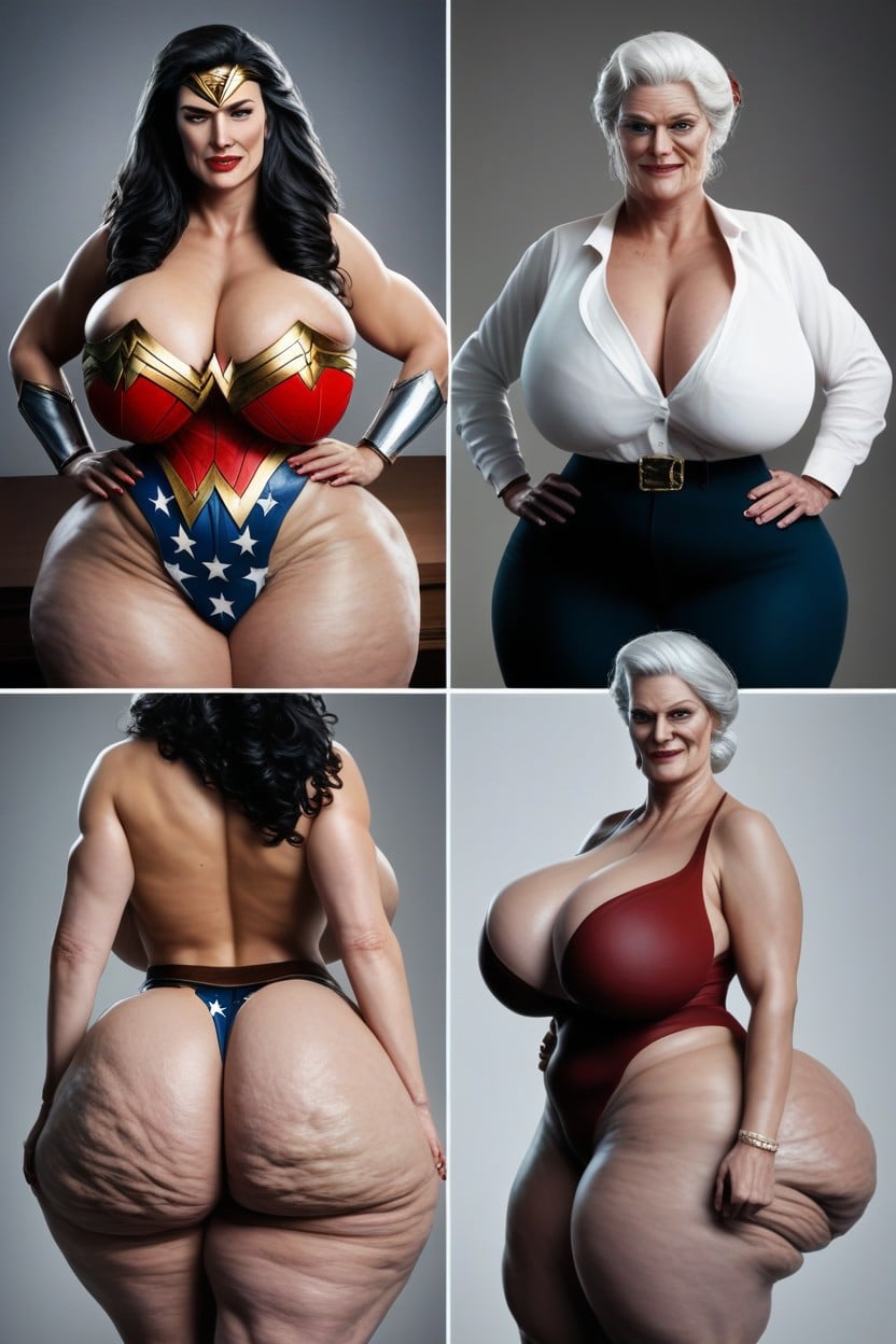 Extremely Thick Hips, 60+, Round Ass AI Porn