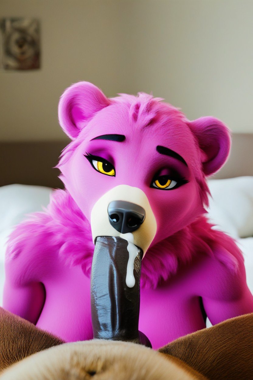 Fluffy, Pink Bear, Looking At Viewer Furry AI Porn