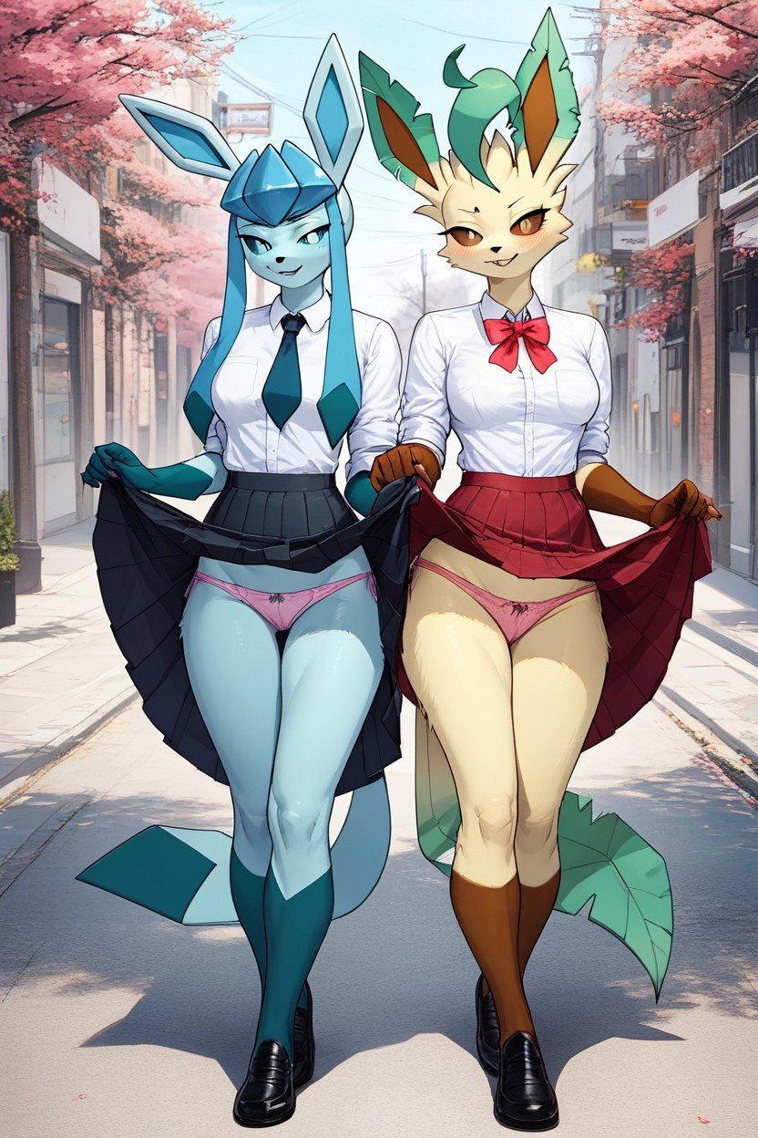 Dünn, Female Pokemon Glaceon, GanzkörperFurry KI Porno